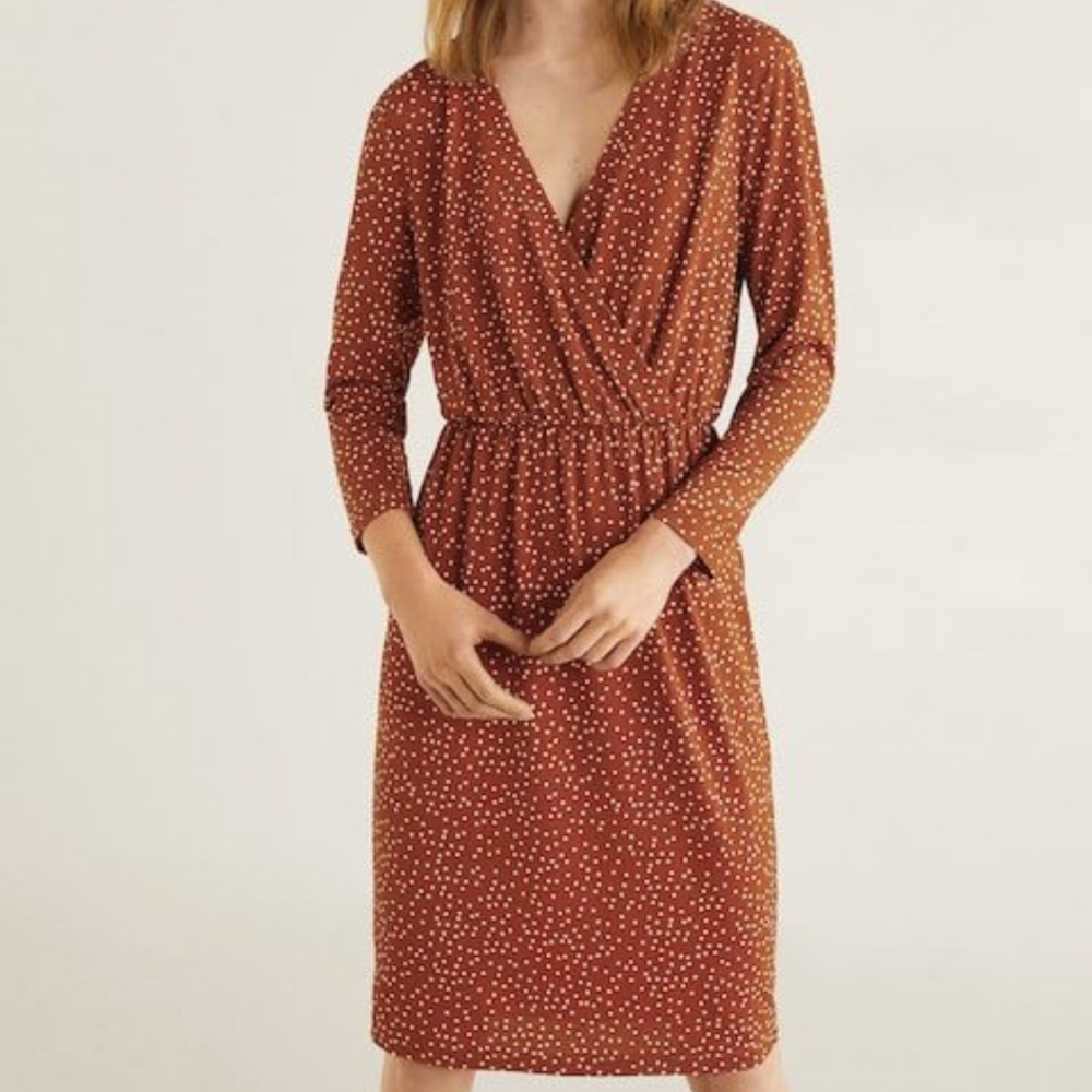 Mango Elastic Waist Wrap Dress